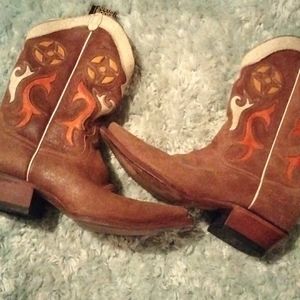 JUSTIN COWBOY BOOTS Roughouts Suede Leather, Compass Design size 9